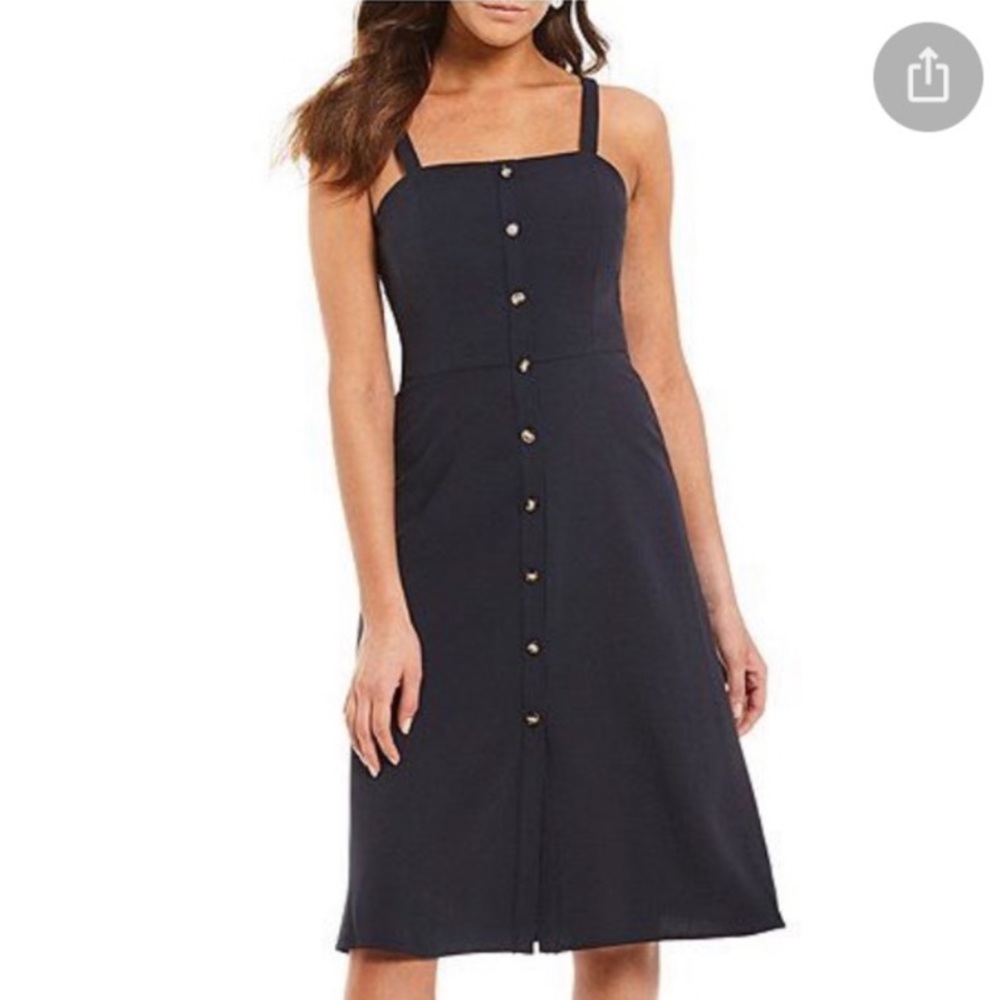 Gianni Bini Navy Midi Button Dress